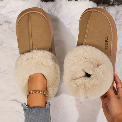Plush Suede-Look Indoor Slippers with Cozy Ankle Trim