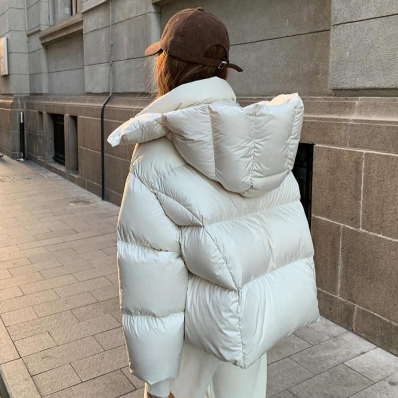 Cropped Insulated Puffer Jacket with Oversized Hood