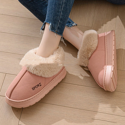 Plush Suede-Look Indoor Slippers with Cozy Ankle Trim