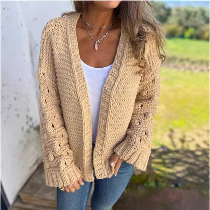 Textured Cable Knit Short Cardigan