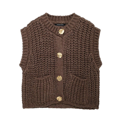 Chunky Knit Button-Front Vest