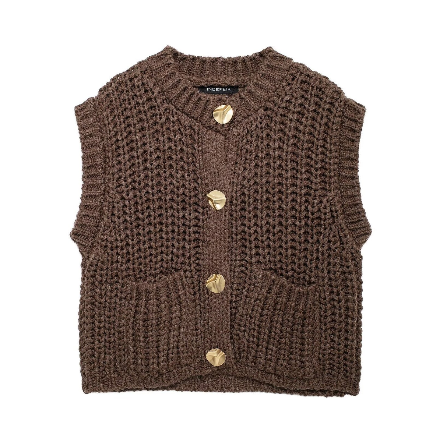 Chunky Knit Button-Front Vest