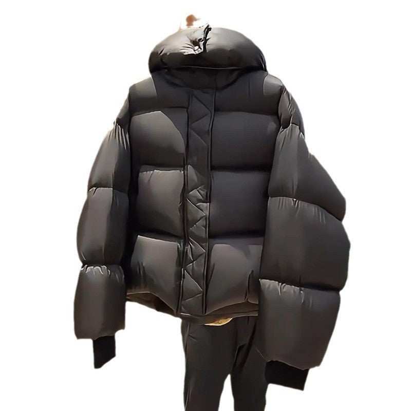 Cropped Insulated Puffer Jacket with Oversized Hood