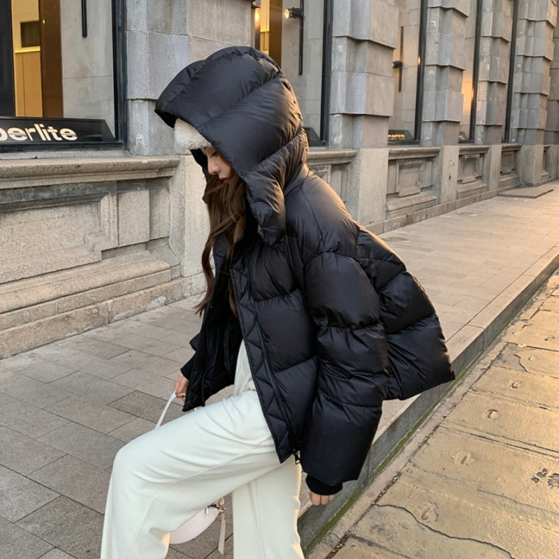 Cropped Insulated Puffer Jacket with Oversized Hood