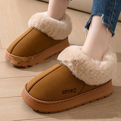 Plush Suede-Look Indoor Slippers with Cozy Ankle Trim