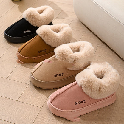 Plush Suede-Look Indoor Slippers with Cozy Ankle Trim