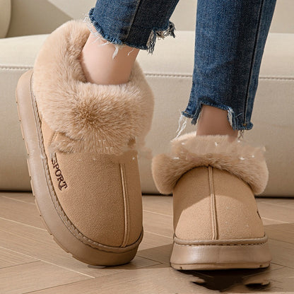 Plush Suede-Look Indoor Slippers with Cozy Ankle Trim